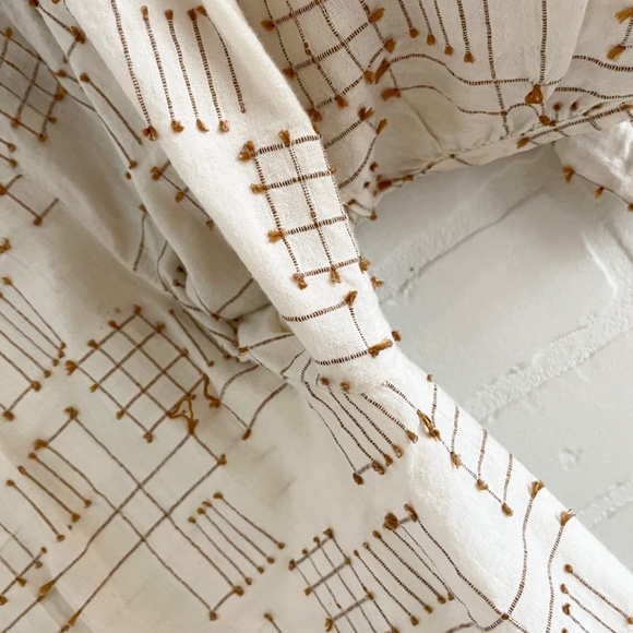 L.A.M.B Wide leg pants cotton linen Embroidered Ecru Caramel Lagenlook pockets L - Picture 13 of 13